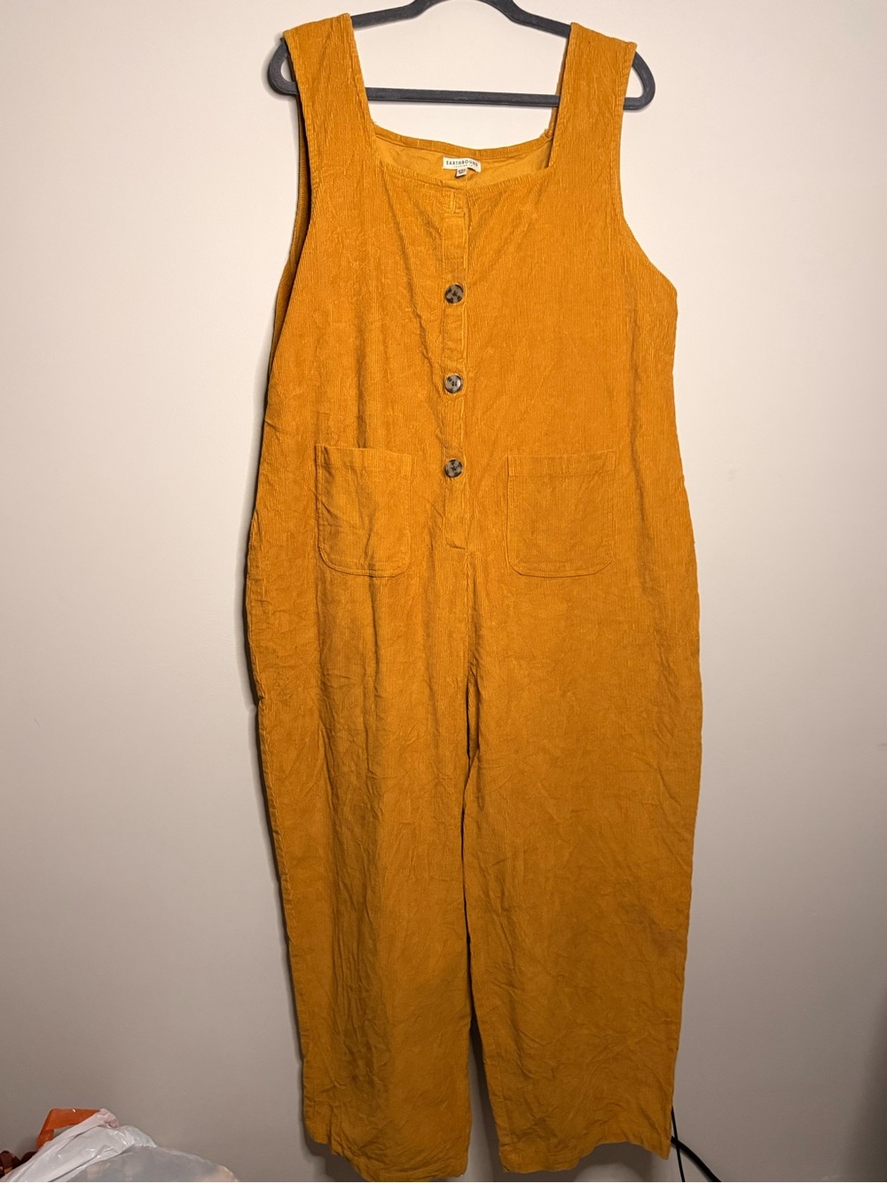 Casual Mustard Yellow Button-Front Linen Jumpsuit